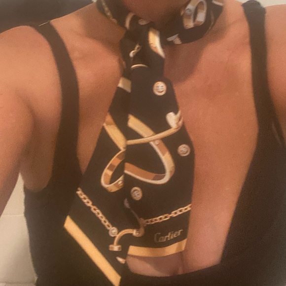 Cartier Black and Gold twilly Scarf new in Box Giftbox bag and receipt- sold out - Picture 6 of 6
